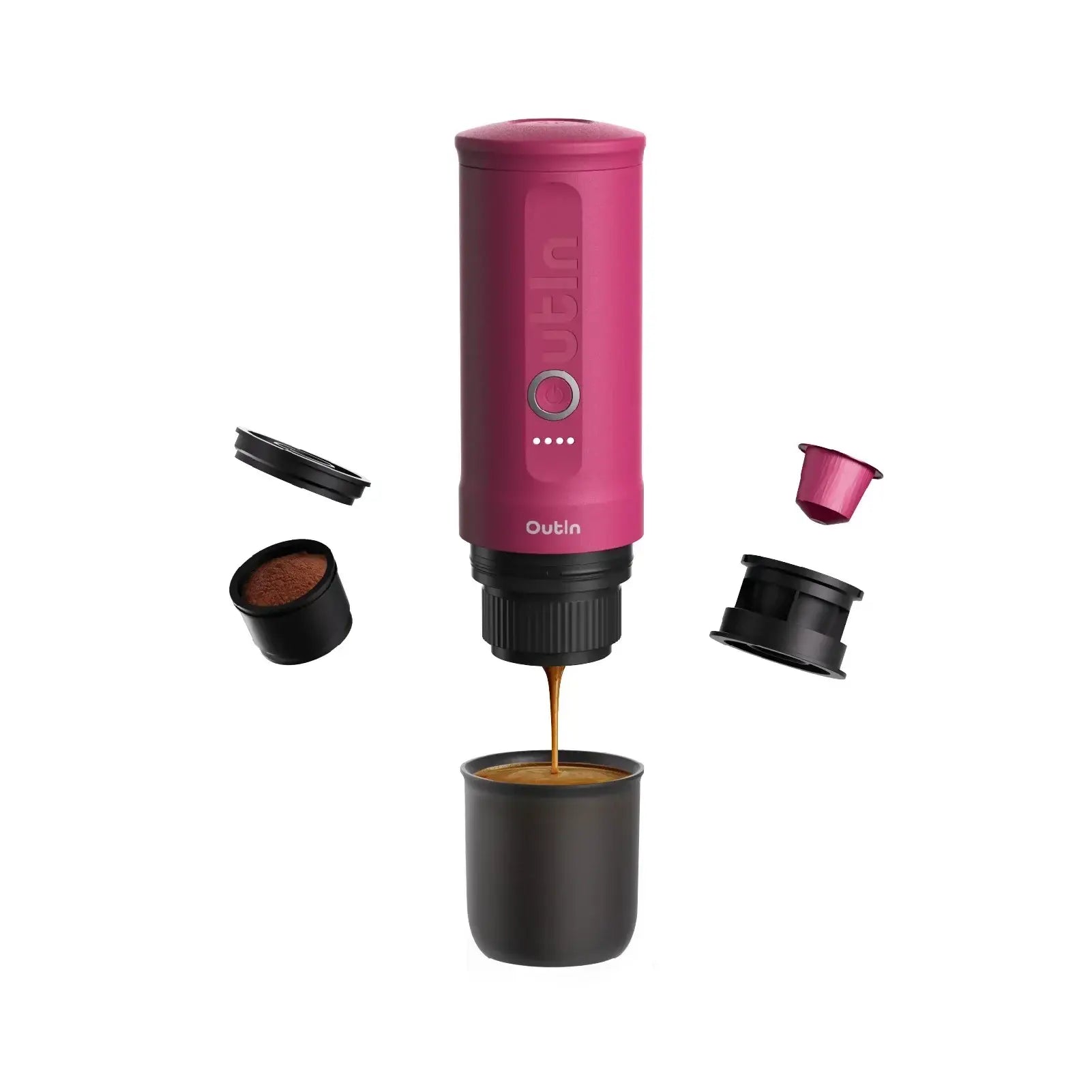 Nano Machine à espresso portable - Compatible capsule Nespresso® + Café moulu (Rose Fuchsia)