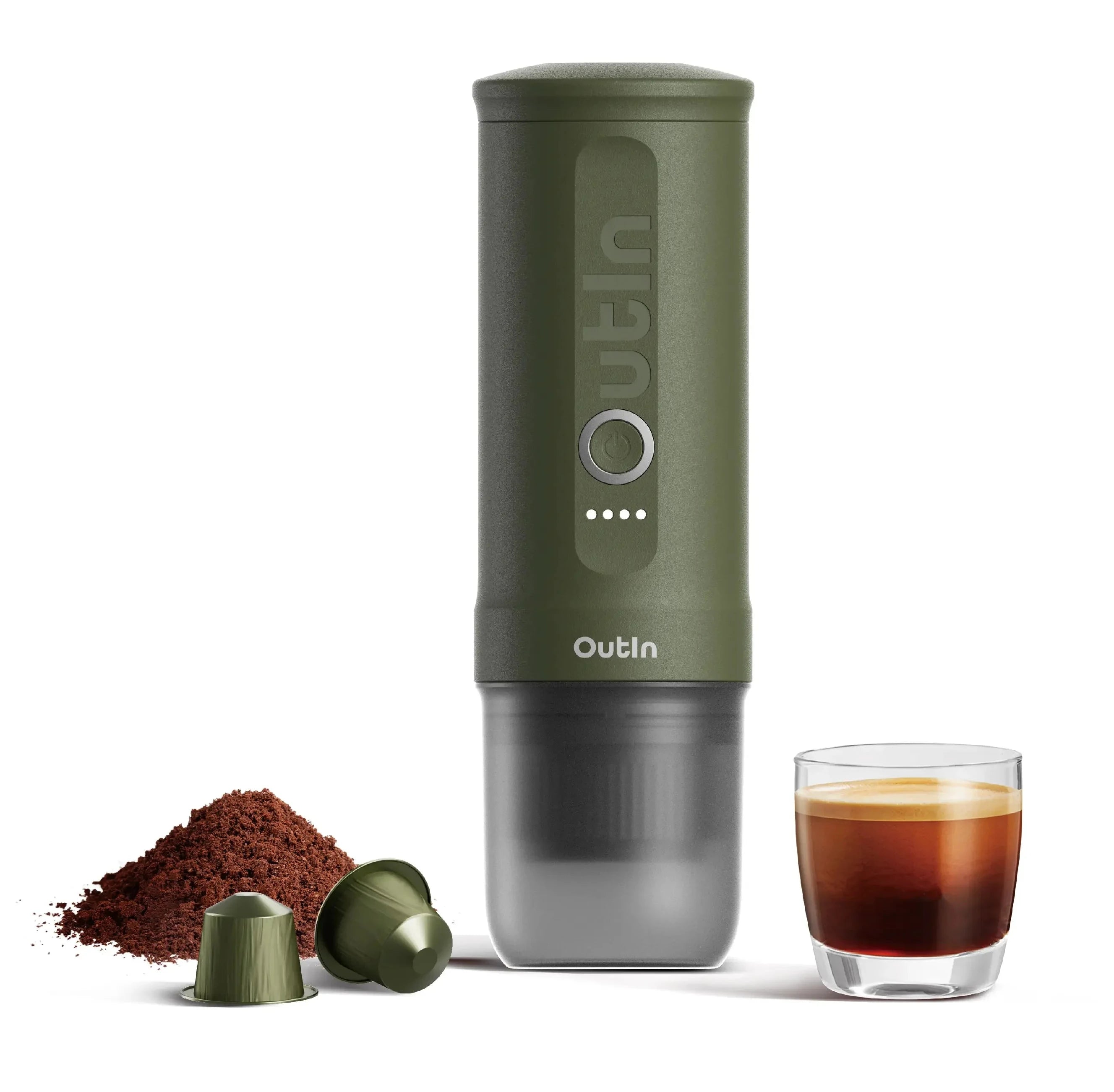 Nano Machine à espresso portable - Compatible capsule Nespresso® + Café moulu (Vert Forêt)